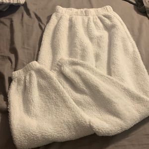 Fuzzy White Sweat Pants